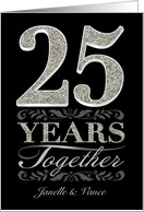 25th Silver Wedding Anniversary Simulated Glitter Typography card