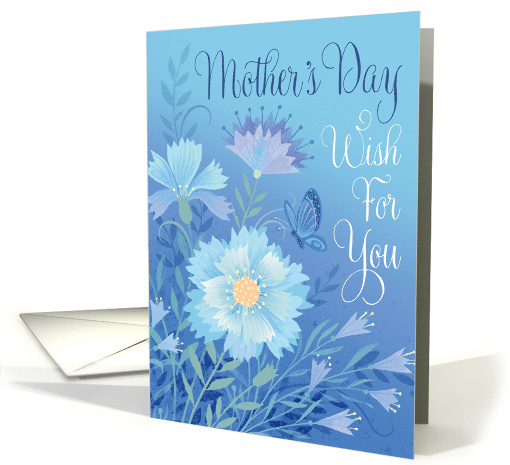 Mother's Day Blue Script Wild Flowers Butterfly card (1917148)