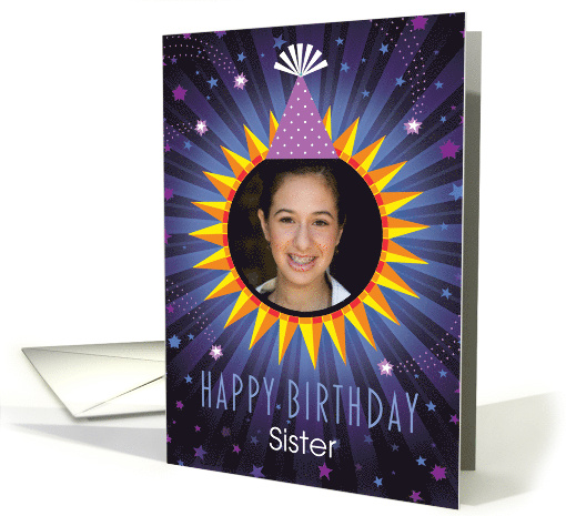 Sister Photo Birthday Sun in Party Hat card (1928892)