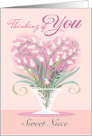 Sweet Neice Thinking of You Pink Peach Foral With Vase card
