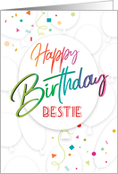 Best Friend Happy Birthday Colorful Balloons Confetti card