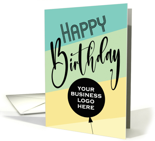 Business Logo Happy Birthday Typography Colorful StripesBalloon card