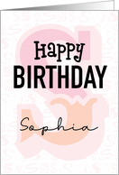 Sophia Birthday Typography Pink card