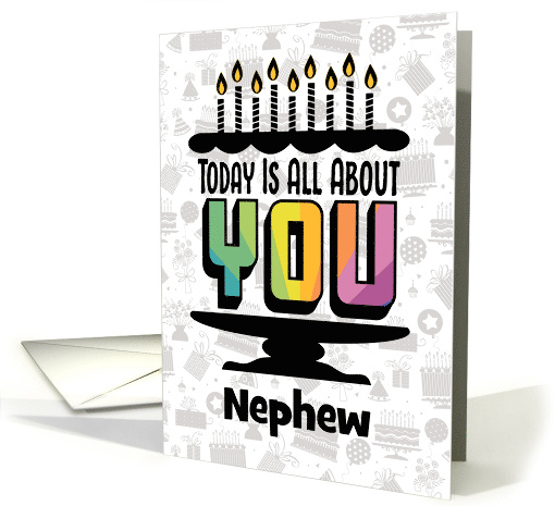 Nephew Birthday Colorful Typography Cake Candles card (1934404)