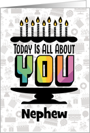 Nephew Birthday Colorful Typography Cake Candles card