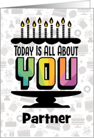 Partner Birthday Colorful Typography Cake Candles card