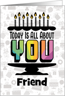 Friend Birthday Colorful Typography Cake Candles card