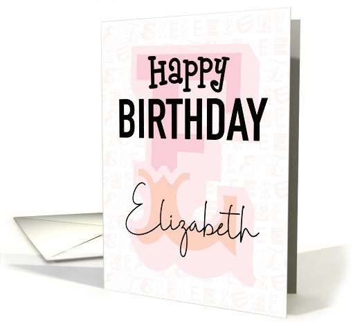 Elizabeth Birthday Pink Monogram Typography card (1935126)