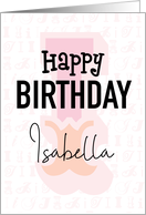 Isabella Birthday Pink Monogram Typography card