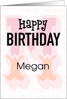 Megan Birthday Pink Monogram Typography card