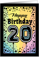 20th Birthday Typography Age Balloons card