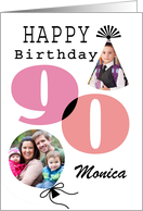 90th Happy Birthday Custom Photo Pink Typography