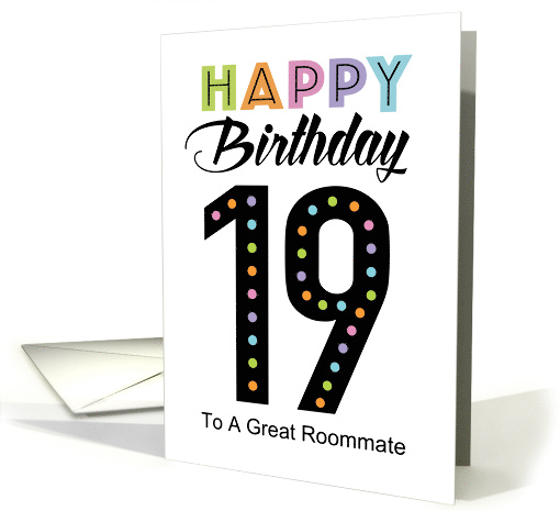 Roommate19th Birthday Colorful Typography card (1947322)