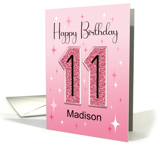 Madison Custom Name Pink Glitter Effect 11th Birthday... (1948360)