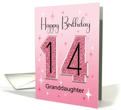 Granddaughter Pink Glitter Effect 14th Birthday Card For Her card