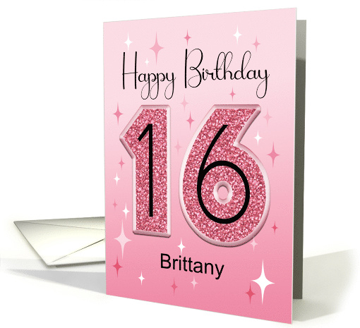 Brittany Custom Name Pink Glitter Effect 16th Birthday... (1948408)