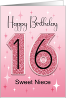 Niece Pink Glitter Effect 16th Birthday Card For Her card