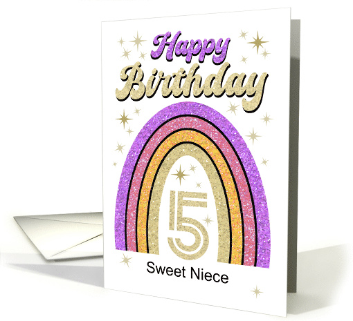 Niece Pink Gold Glitter Effect 5th Birthday card (1949524)
