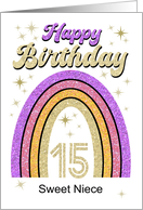 Niece Pink Gold Glitter Effect 15th Birthday Card
