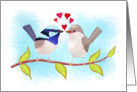 Adorable Blue Wren Birds in Love card