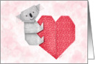 Cuddly Koala Bear and Heart Origami - Valentine’s day card