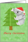 Origami Koala and Baby on Christmas Tree card