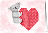 Cuddly Koala Bear and Heart Origami - Valentine’s day card