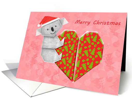 Koala Origami and its Heart gift wrapped for Christmas card (1456698)
