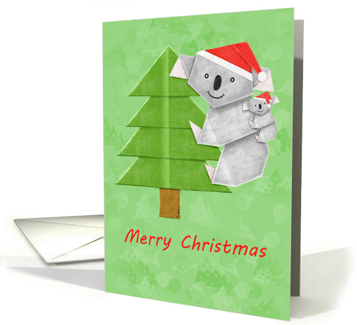 Origami Koala and Baby on Christmas Tree card (1456844)