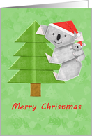 Origami Koala and Baby on Christmas Tree card