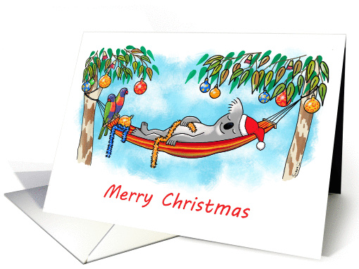 Koala Relaxing on its Hammock on Christmas card (1456846)