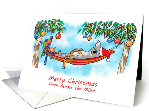 Koala Relaxing on its Hammock - Christmas from Across the Miles card