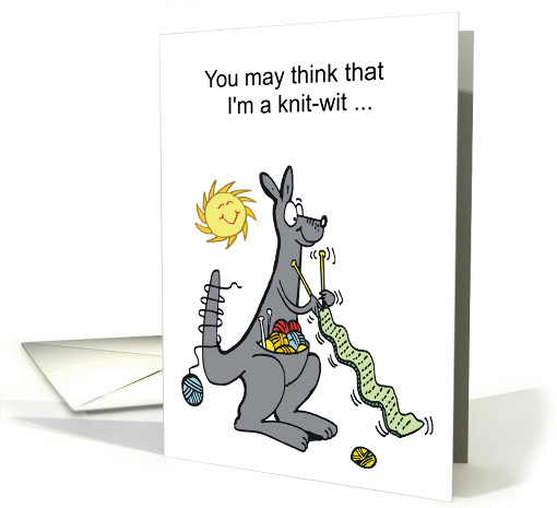 Cartoon kangaroo busy knitting a scarf with balls of wool... (1419168)