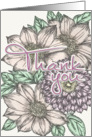 Vintage Flower Illustration Thank You Card