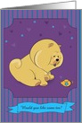 Cute puppy Chow-chow with teapot card