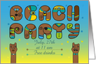 Beach Party Invitation. Artistic vintage font. card