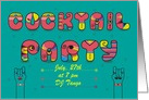 Cocktail Party Invitation. Artistic retro font. Custom text card