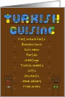 Turkish cuisine. Artistic vintage font. Artistic font. Custom text card