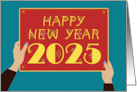 Happy New Year 2025 Hands Holding Poster Geometric Elegance card
