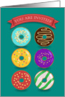 You Are Invited! Six colorful donuts card