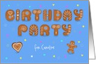 Birthday Party Invitation. Sweet Cookies Font. Custom Text Front card