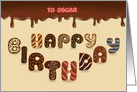 Happy Birthday. Chocolate Sweet Donuts. Custom Front Name card