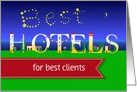 Best Hotels for Best Clients. Business Travel Card. Custom Text Front card