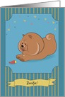 Dog Chow-chow and fish. Custom text front card