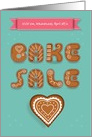 Invitation to a Bake Sale. Cookies font and Heart. Custom Text Front card