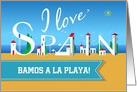 I love Spain. Bamos a la playa! Invitation card. Custom Text Front card