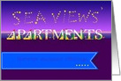 Sea Views Apartments. Business card. Summer offerings. Custom text card