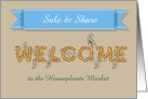 Welcome card. Customize text - Houseplants market. Sale and Share card