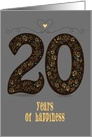 Twenty Years of Happiness. Wedding Anniversary. Custom text card