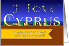 Thank you Card. I Love Cyprus. Coastal Night. Custom text front card